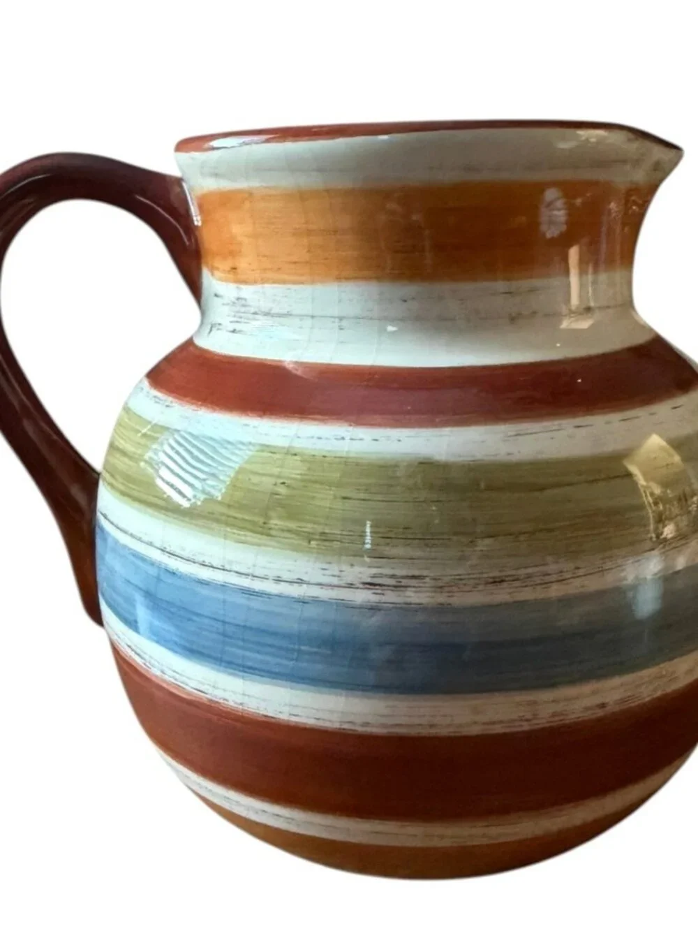 Style•Eyes by Baum Bros “Sienna Rainbow” Large Ceramic Pitcher / Water Jug